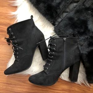 black booties with laces